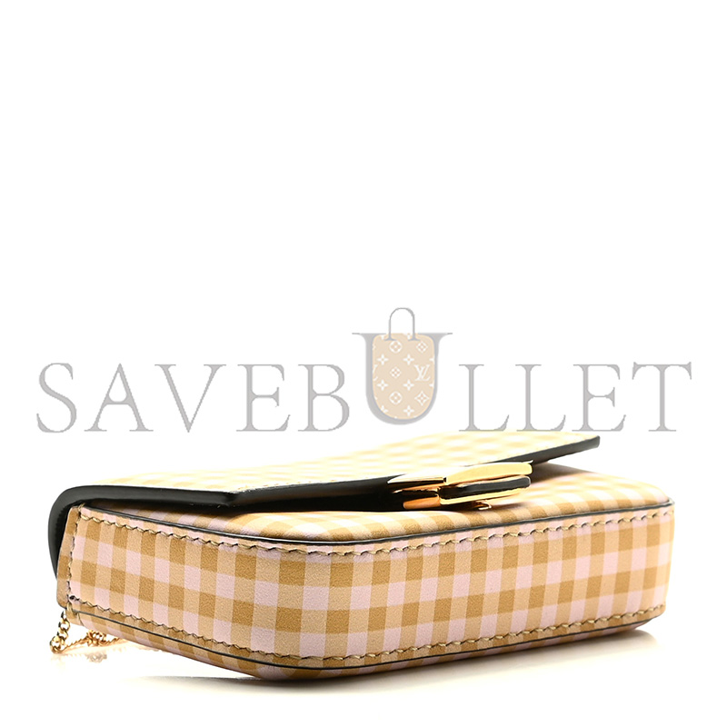ENDI VITELLO CENTURY GINGHAM NANO BAGUETTE CHARM ROSEWOOD MUSTARD (11*7*2cm)